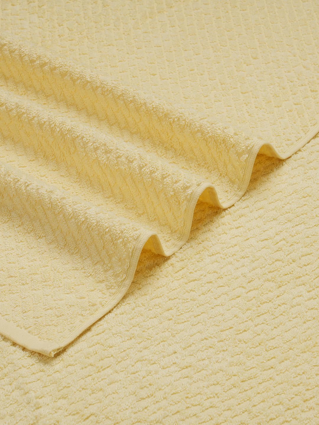 Spaces 100% Cotton Large Bath Towel 400 Gsm | For Men & Women Super Absorbent, Quick Dry, Ultra Soft Dobby Solid Design Towels Large Size (Pale Banana)