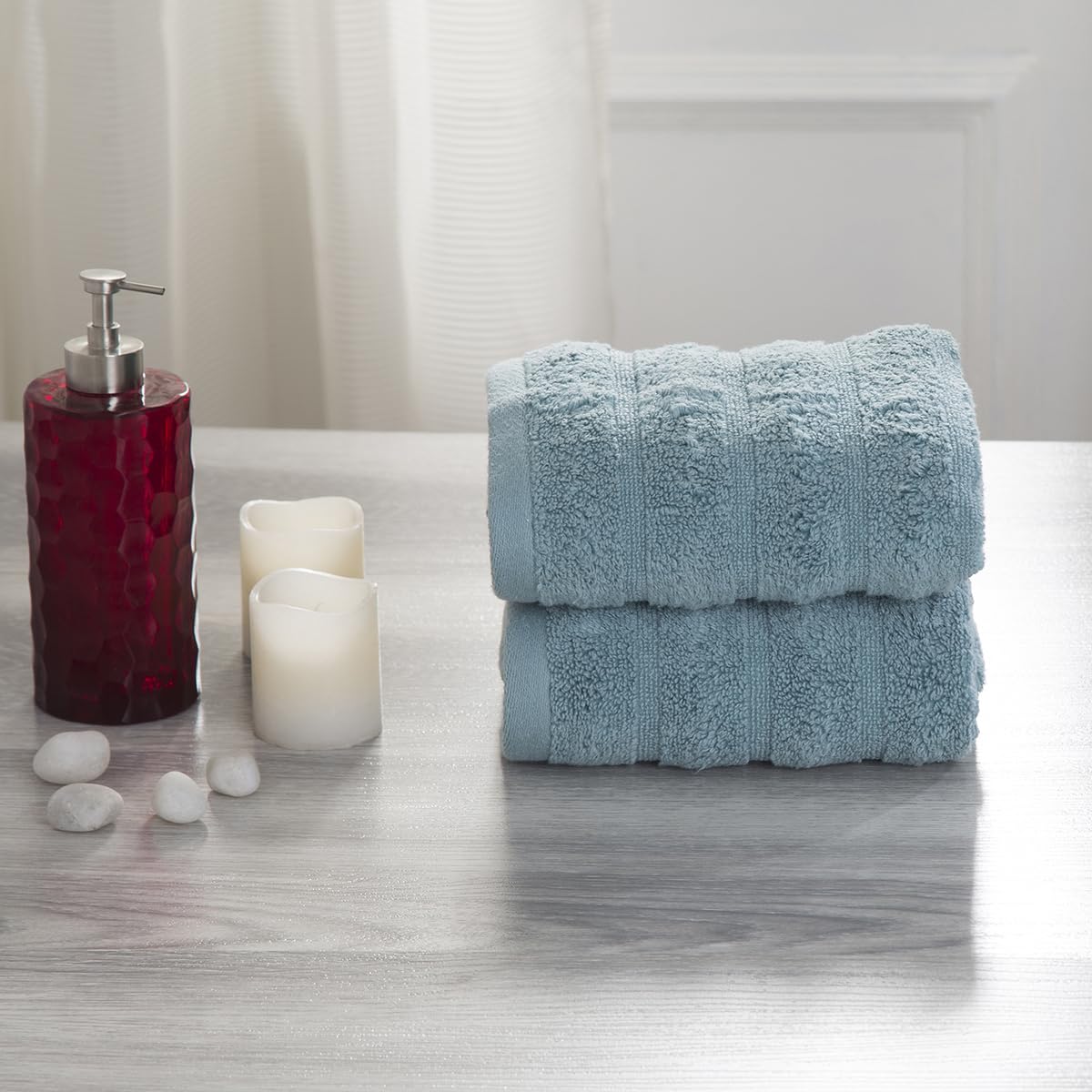 Maspar 100% Cotton Casper Hand Towel 500 Gsm (Blue) - 2 Pcs