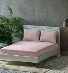 Breathable Queen Size Flat Bedsheets Set With 2 Pillow Covers | 86 X 104 Inches, Cameo Rose - Pure 100% Cotton | Soft Skin Safe All Season Soft Fabric