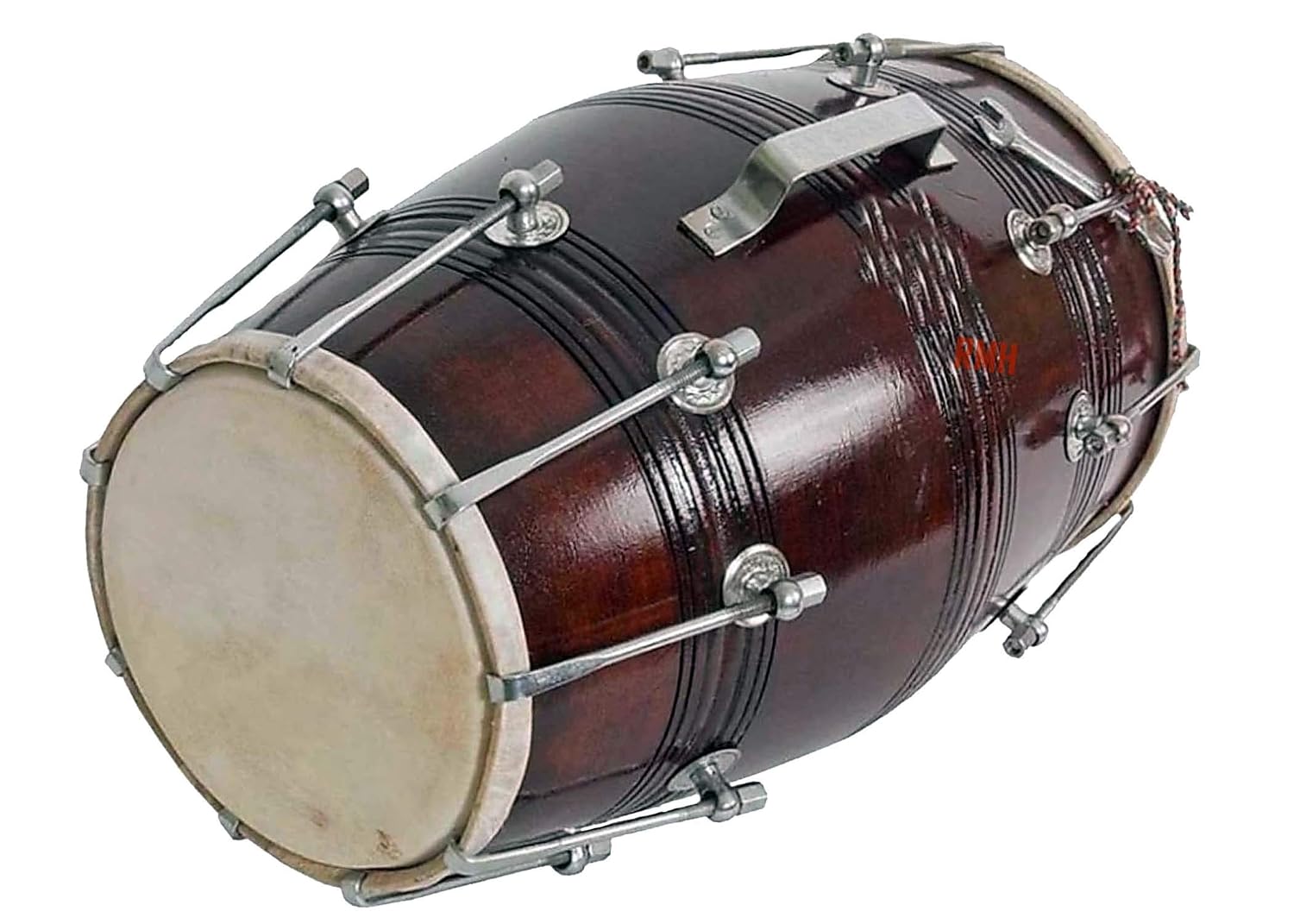 Wooden Musical Instrument Dholak Drum Nuts & Bolt With Full Kit - Brown | Perfectly Symmetric Round Dholak - Dholak For Festival, Wedding, Satsang | Very Easy To Tune