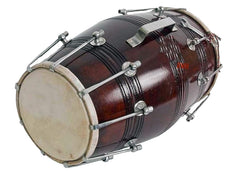 Wooden Musical Instrument Dholak Drum Nuts & Bolt With Full Kit - Brown | Perfectly Symmetric Round Dholak - Dholak For Festival, Wedding, Satsang | Very Easy To Tune