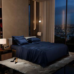 1 Flat Bedsheet King Size With 4 Pillow Cover - 108 X 108 Inches, Blue | Wedding, Bedroom, Date Night Collection | 300 Thread Count