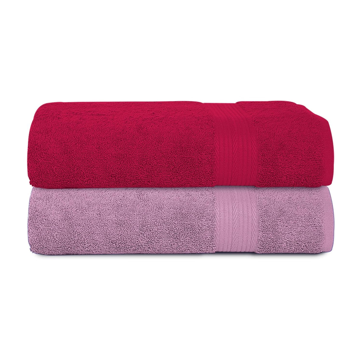 House Of Terry 100% Cotton Bath Towel 1000 Gsm | Quick Dry, Soft & Absorbent, Fade-Resistant, Skin-Friendly Large Size Towel (Baby Pink & Paradise Pink) - Pack Of 2
