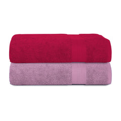 House Of Terry 100% Cotton Bath Towel 1000 Gsm | Quick Dry, Soft & Absorbent, Fade-Resistant, Skin-Friendly Large Size Towel (Baby Pink & Paradise Pink) - Pack Of 2
