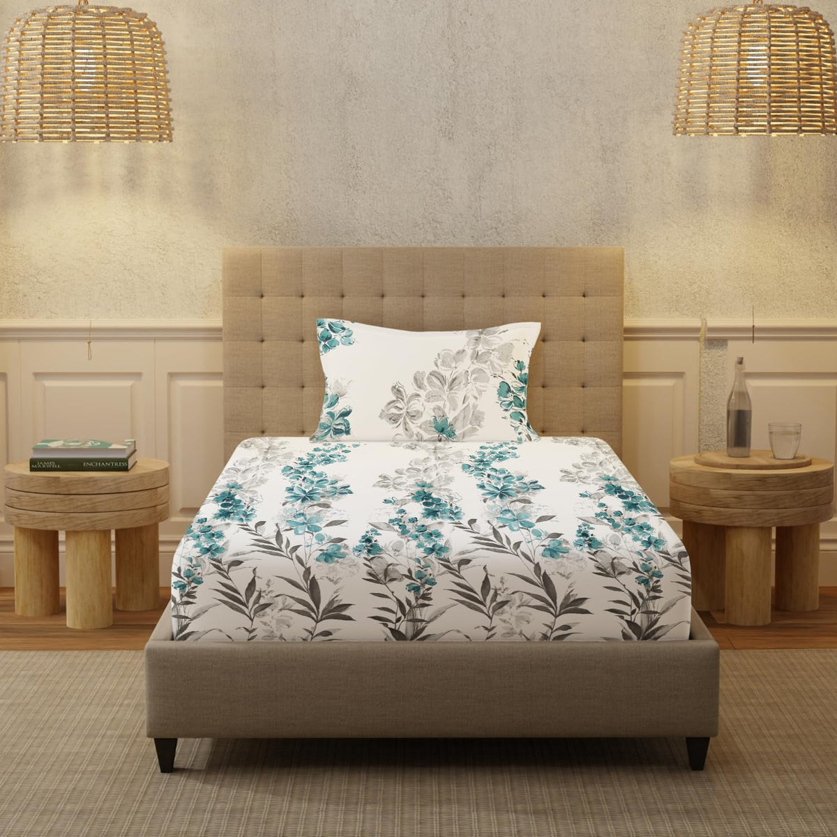 Bedsheet For Single Bed With 1 Pillow Cover | 58 X 90 Inches, White - 200 Thread Count Soft & Comfortable | Ideal For Bedroom, Guest Room, House