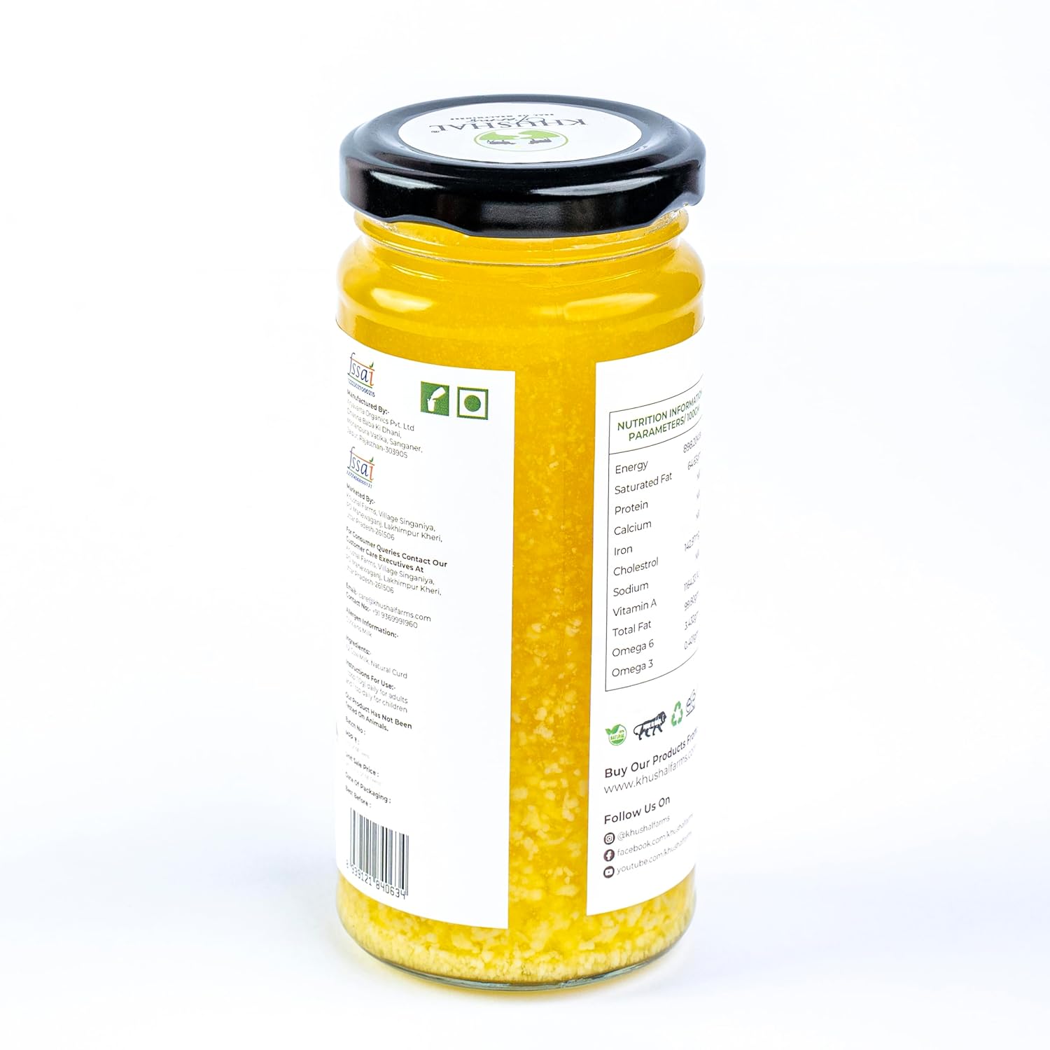 Premium Natural A2 Gir Cow Ghee By Khushal Farms | High In Protein Fiber & Nutrients Healthy Desi Ghee Good For Glowing Skin | (250ml) 8.4 Ounce | Jar Pack