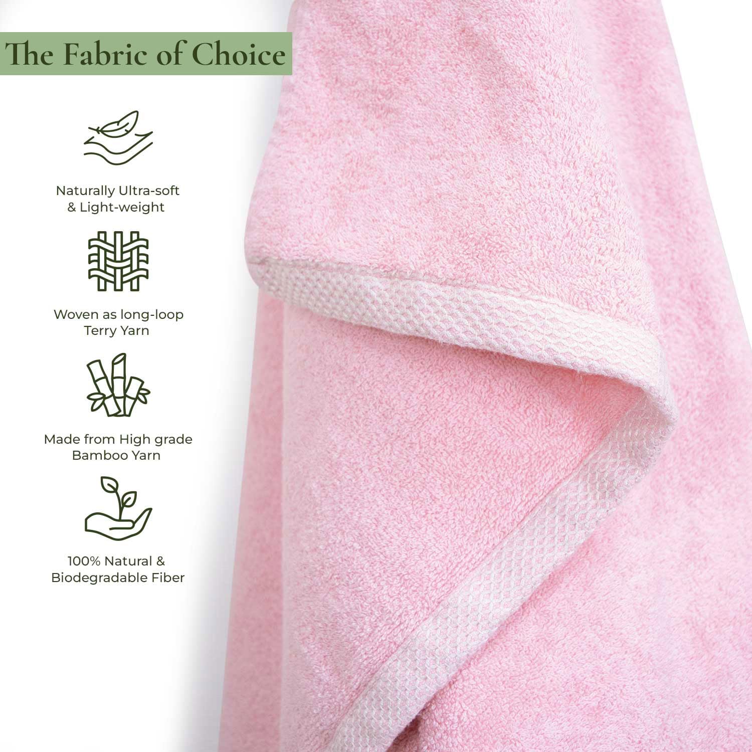 Rangoli 100% Bamboo Bath Towels 500 Gsm | Large Size Ultra Soft, Quick-Absorbent & Eco-Friendly Bath Towels - Pink