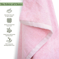 Rangoli 100% Bamboo Bath Towels 500 Gsm | Large Size Ultra Soft, Quick-Absorbent & Eco-Friendly Bath Towels - Pink