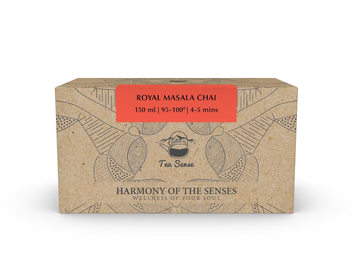 Tea Sense Royal Masala Chai - 15 Pyramid Tea Bags | Assam CTC, Ginger, Cardamom, Clove, Cinnamon, Black Pepper, Star Anise - Strong & Kadak Chai Patti, High Caffeine