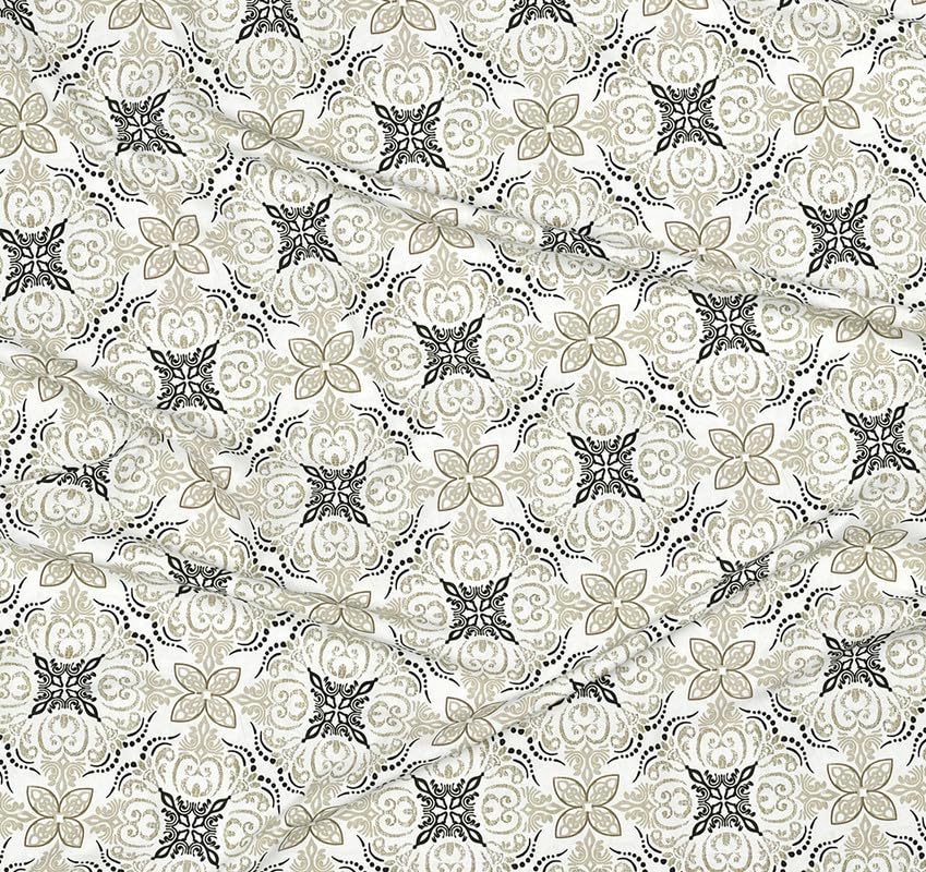 100% Cotton Feel Bedsheets With 2 Large Size Pillow Covers | 90 X 100 Inches, Grey & White - Double Bed King Size | Soft & Breathable & Wrinkle Free Premium Printed Design