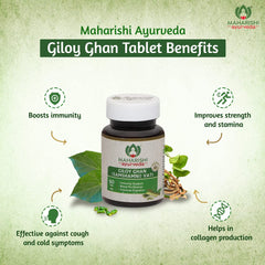 Maharishi Ayurveda Giloy Ghan Vati 100% Natural Immunity Boosting, Enhances Strength & Stamina, Fights Fatigue, Detoxifies The Body | 60 Tablets 50gm 0.1lbs Each Pack Of 2