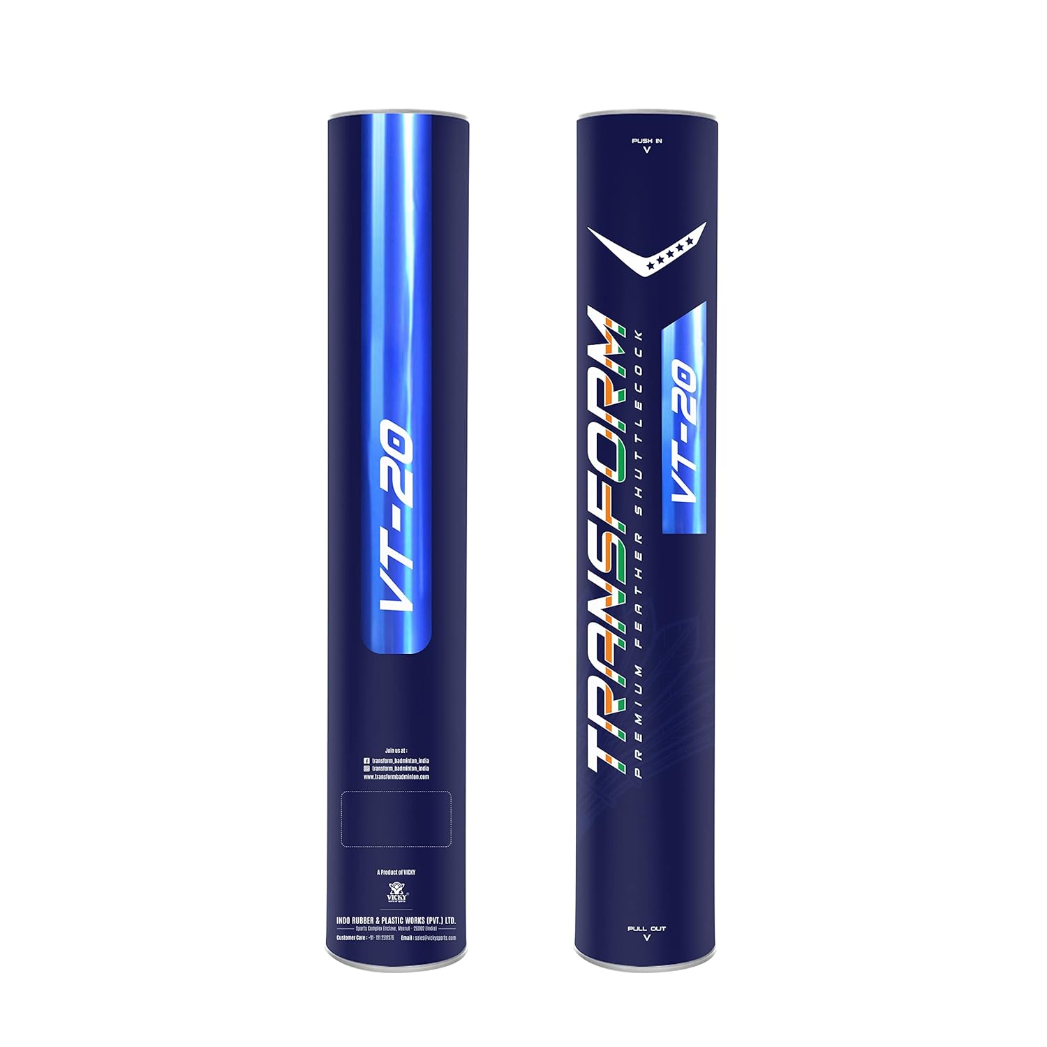 Transfrom VT-20 Premium Feather Shuttlecock , Speed 76 | White , Pack Of 1 , Playing Level - Professional
