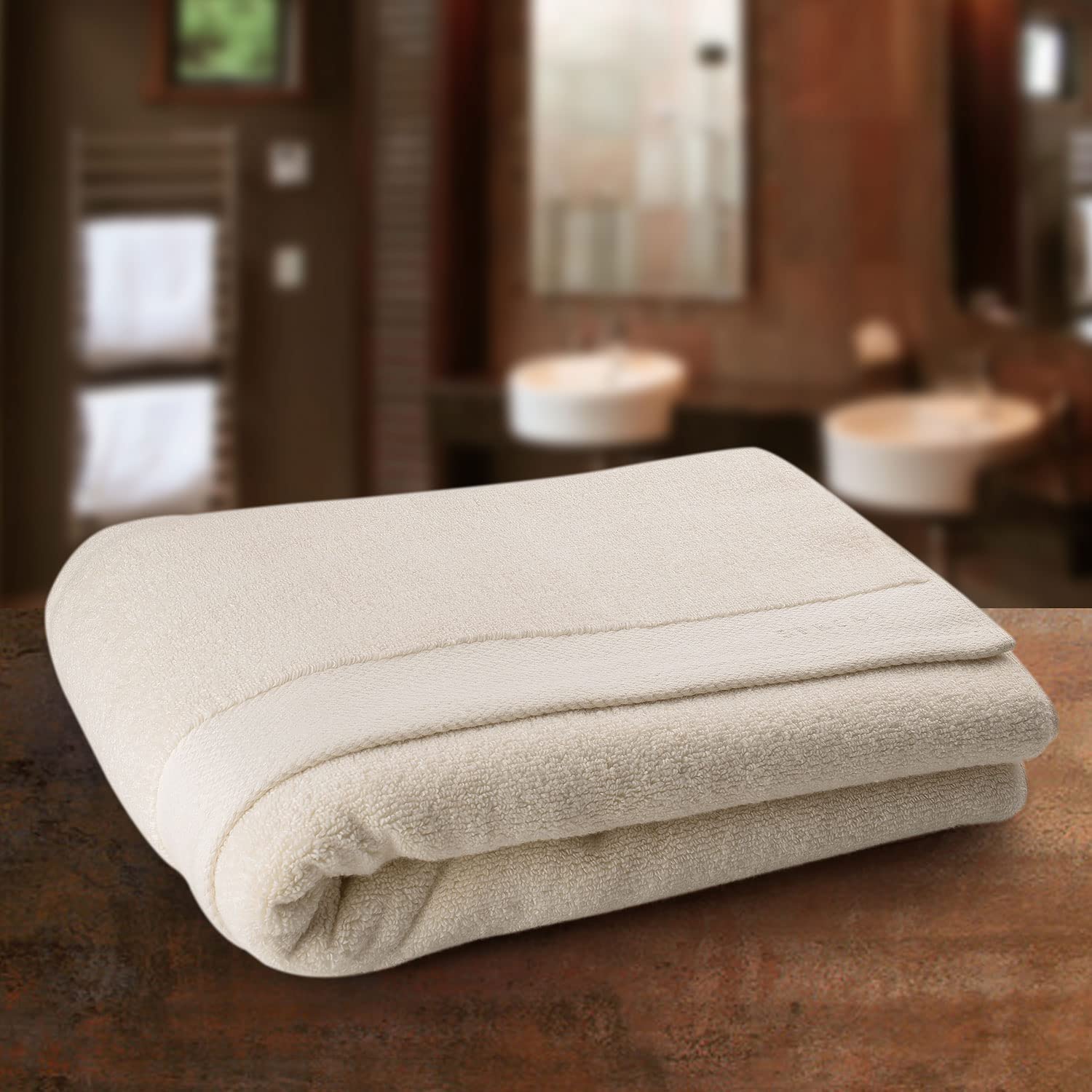 Spread Spain 100% Cotton Bath Towels 500 Gsm | Resort Bath Towel, Super Absorbent & Soft Bath Towel Large Size For Men & Women (Ivory)