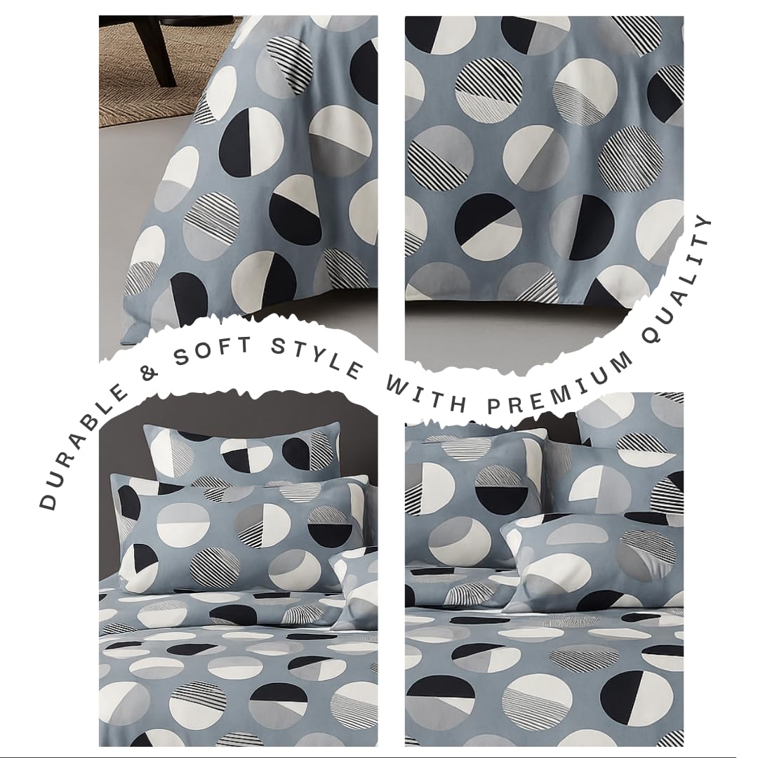 Microfiber Double Bedsheet King Size With 2 Large Size Pillow Covers | Size 108x108+9 Inches, Grey | Perfect For Daily Use, All-Season Use Or Gifting Bedsheet