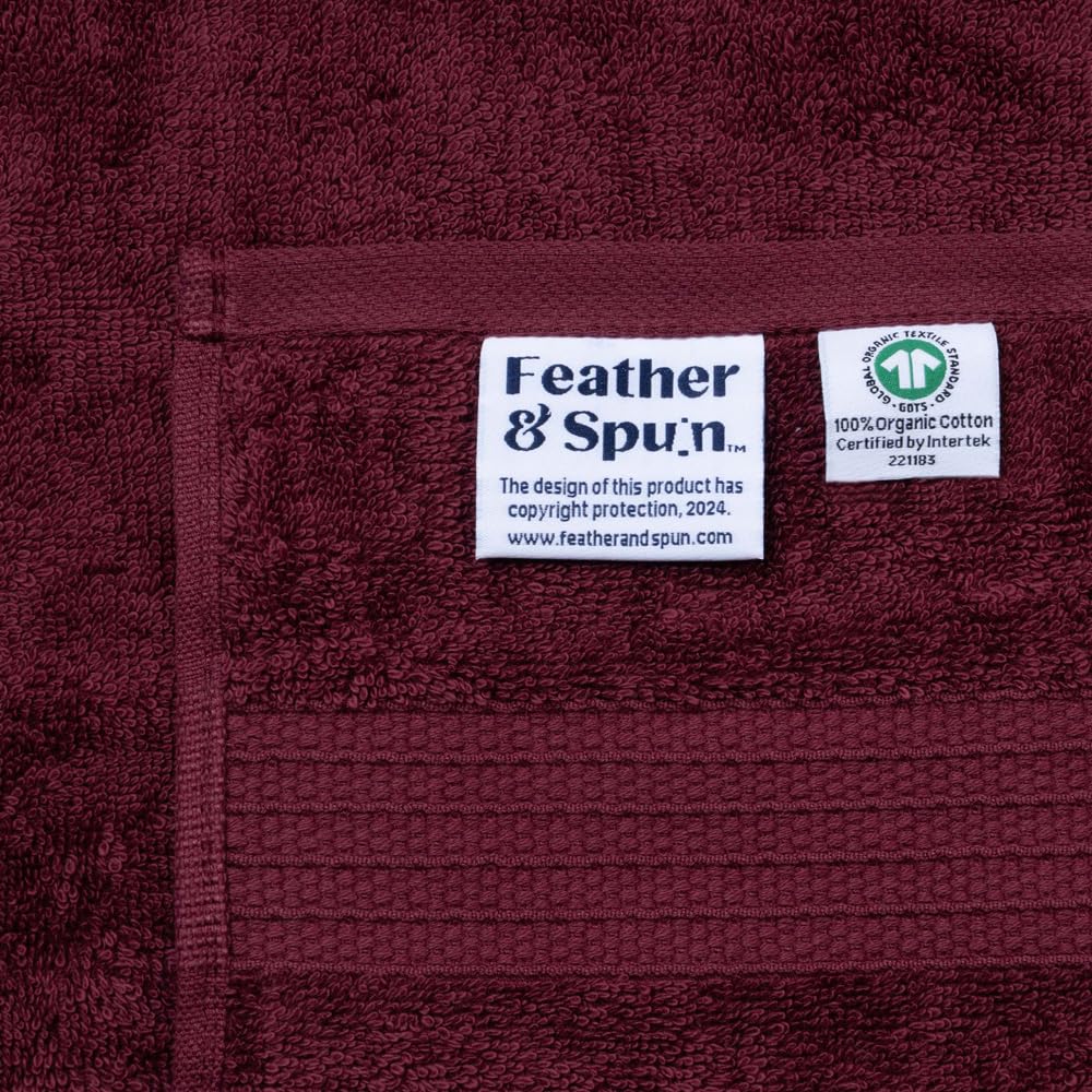 Feather & Spun Organic Cotton Lavender Fragrance Hand Towel 500 Gsm | Anti Microbial Fade Resistant Double Needle Stitch Hand Towel (Cranberry Crush) - Pack Of 2