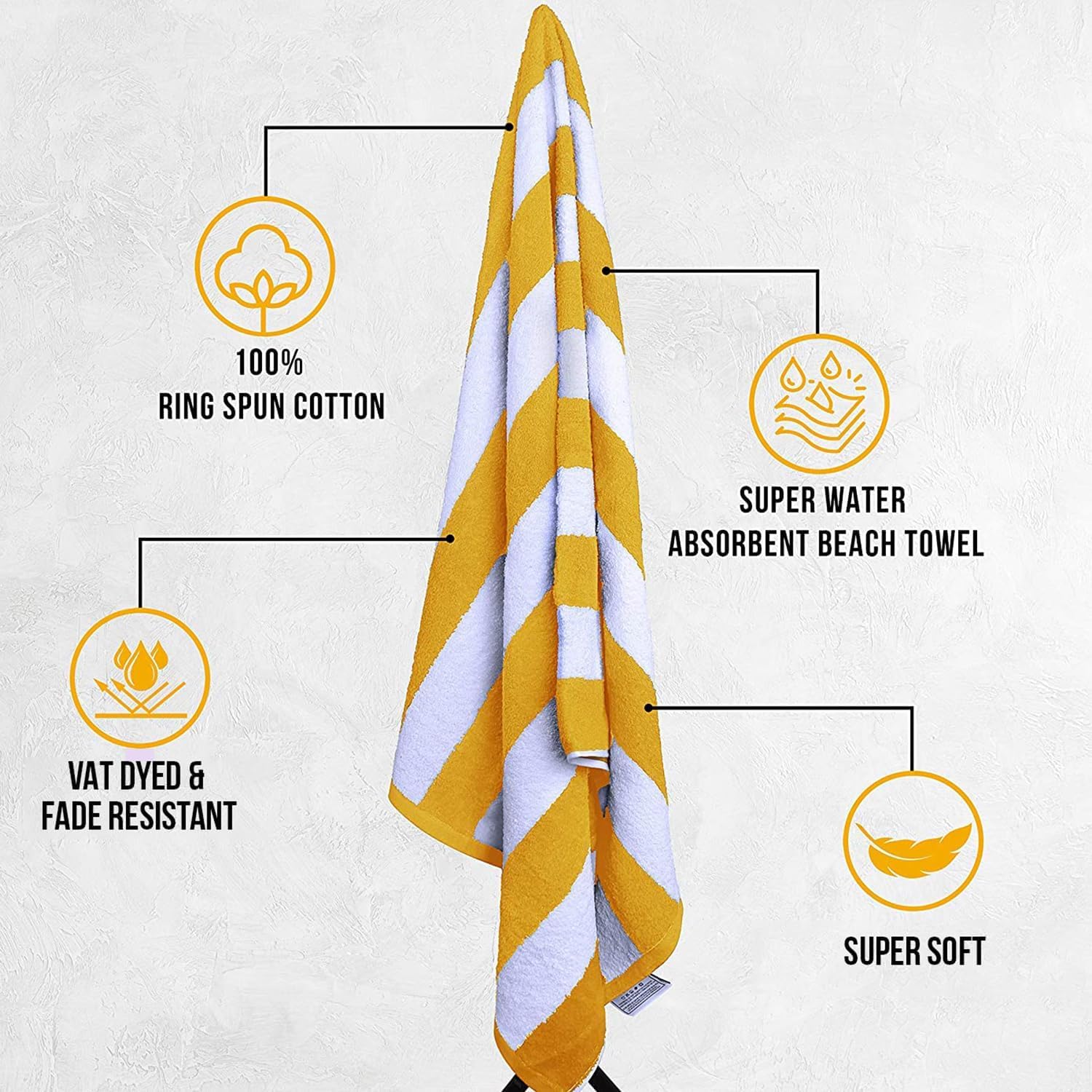 Prexa 100% Cotton Bath Towel 450 Gsm | Soft Bath Towel For Men & Women Ultra Absorbent Cotton Towel (Golden line)