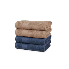 Mytrident Soft Comfort Air Rich 100% Cotton Hand Towel 800 Gsm | Highly Absorbent Towels For Men & Women Hand Towel (Acorn & Navy) - 4 Pcs