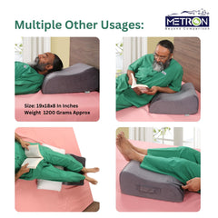 Leg Elevation Bed Wedge Pillow For Varicose Veins, Orthopedic Leg Pillow, Medium Size, Grey | Leg Elevation Support For Sleeping - Reduce Swelling, Improve Circulation, Washable Cover