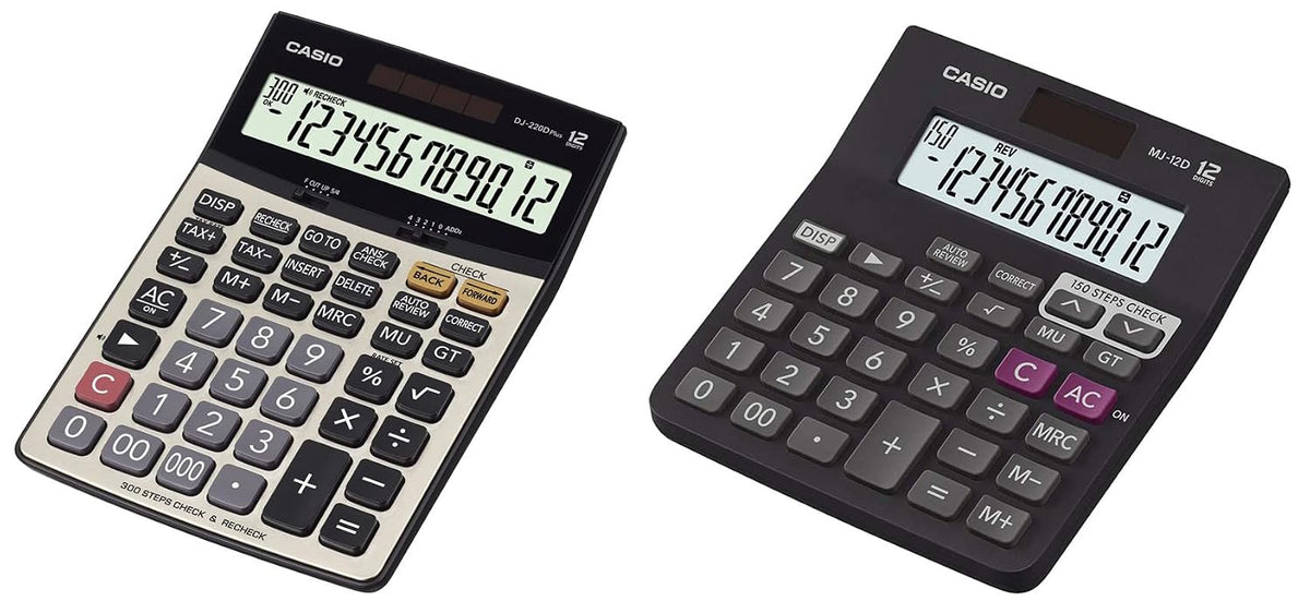 Casio Desktop Calculator & Casio MJ-12D 150 Steps Check & Correct Desktop Calculator | 12 Digit Display & 300 Steps Check & Correct Calculator