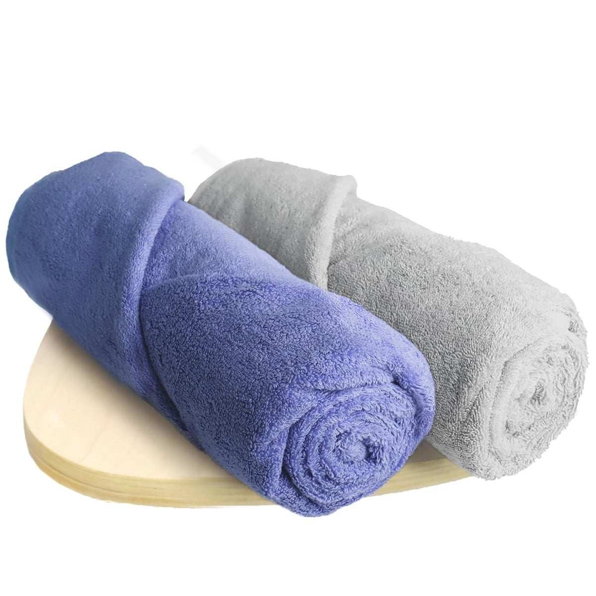 Heelium Bamboo Bath Towel 1000 Gsm | Ultra Absorbent 3x Softer Than Cotton Towels (Light Grey & Iris)- Pack Of 2