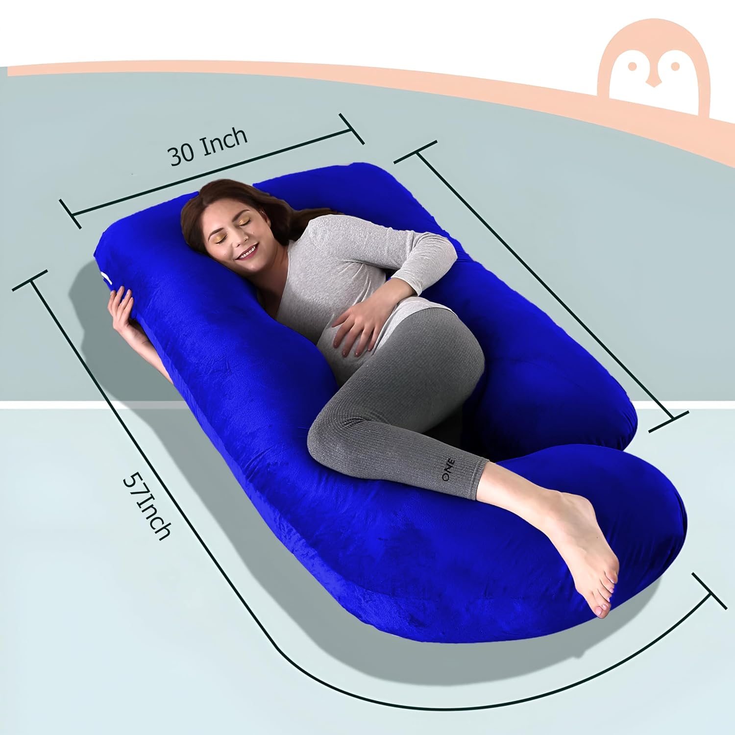 Pregnancy Pillow, Maternity Body Pillow For Sleeping, G Shaped Pillow, Royal Blue - 55 Inch | Full Body Pillow, Pregnancy Pillow For Pregnant Women, Support Belly & Back, Velvet Cover