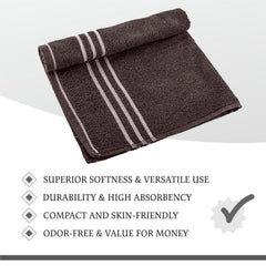 Home + Studio Super Soft 100% Cotton Hand Towels 150 Gsm | For Gym & Workout, Absorbent, Quick Dry Towel (Brown)