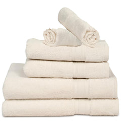 Ambra Linens 500 Gsm Highly Absorbent Towels Set 100% Cotton Soft & Plush All Seasons Use Large Everyday Use Durable Face, Bath & Hand Towels (6 Pieces Towel Set, Cream)