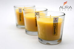 VANILLA FRAGRANCE VOTIVE GLASS CANDLES SET OF 3 | BURNING TIME 12 HOURS