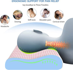 Cervical Pillow For Spondylosis Neck & Back Pain Support, Soft Pillow - Beige | Stress Universal Senior Citizen Men & Women | For Back & Side, Stomach Sleepers, Lightweight Pillow