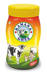 Organic Indian Cow Ghee By Ramana Ghee | Highly Nutritious Pure Traditional Ghee Perfect For Glowing Skin | (200ml) 6.7 Ounce | Jar Pack