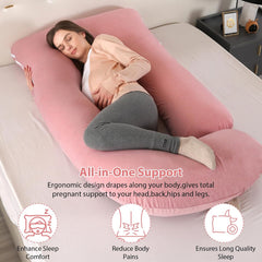 Pregnancy Pillow For Sleeping, Body Pillows For Adults, Adjustable, Dark Peach | Maternity Pillow With Cooling Removable Cover | Pillow For Back, Legs, Belly, Hips For Pregnant Women