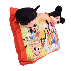 Disney Mickey & Friends Design Kid's Pillow, Red - 12 X 18 Inch | Velvet Super Soft Kids Pillow For Sleeping & Travel | Suitable For All Sleepers, Multipurpose & Comfortable - Pack Of 2