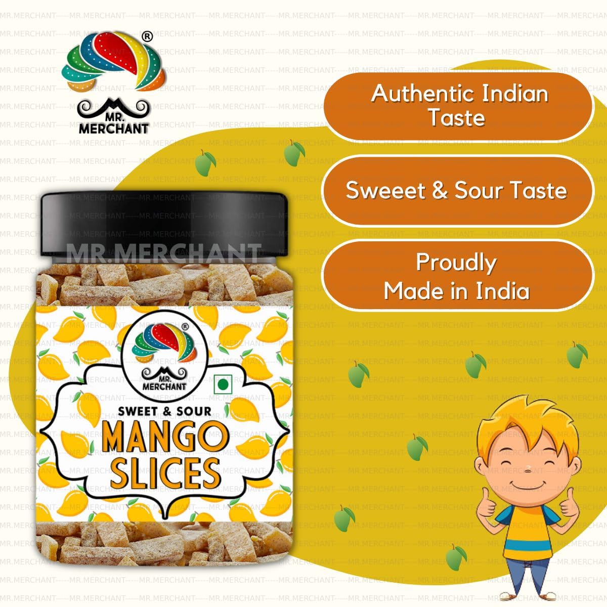 Mr. Merchant Mango Slice 300gm, (Pachak Khatta Meetha Aam Papad Churan)