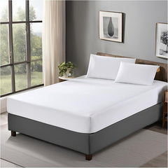 310 TC Microfiber Elastic Fitted King Size Bedsheet With 2 Pillow Cover | 72 X 78 Inches, White | Durable & Breathable Fabric Perfect For Daily Use Or Gifting