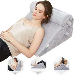 Memory Foam Orthopedic Bed Wedge Pillow, Head Rest, Adjustable Wedge Cushion, Grey | Pregnancy Pillow For Sleeping, Acid Reflux, Heartburn, Gerd, Leg Support Pillow, Back Support