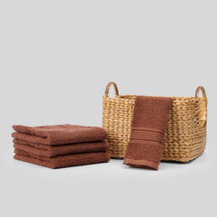 Kopa Quick Dry 100% Cotton Soft Terry Face Towel 640 Gsm | Quick Dry 100% Cotton Super Absorbent, Lightweight (D'Ross) Face Towel (Brown)- Pack Of 4