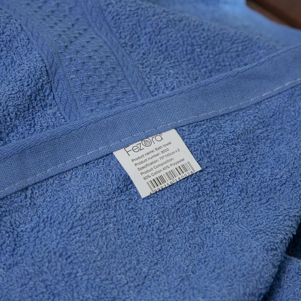 Fezora 100% Cotton Bath Towel 450 Gsm | Ultra Soft, Quick Dry, High Absorbency, Skin-Friendly Large Size Bath Towel (Dark Blue)
