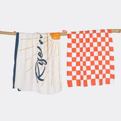 Thirsty Towel Bamboo Bath Towel 460 Gsm | Quick Dry Towels Large Size, Bath Towels For Men & Women (Rise N'Shine, Citrus Checkered)