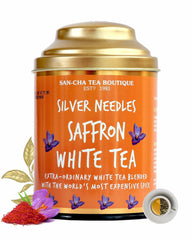 San-Cha Silver Needles Saffron White Tea - 75gm, 2.6 Ounce | Promotes Healthy & Glowing Skin - Low Caffeine, Richest In Antioxidants