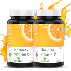 Richerbs Natural Vitamin C Double Strength Formula | Natural Sourced Vitamin C With Zinc | Immunity, Antioxidant & Skincare For Men And Women | 60 Tablets , 100gm 0.2lbs Each Pack Of 2
