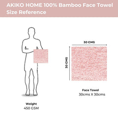Akiko Home 100% Bamboo Face Towel 500 Gsm | Quick Dry, Super Soft, Anti Bacteria, Fast Absorbent, Eco Friendly, Hypoallergenic, Odor Resistant Face Towel | Pack Of 4 (Pink)