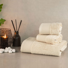 Spread Spain 1 Bath & 2 Hand Towels 900 Gsm | Highly Absorbent & Soft Modern Decor Design Towel Sets (Light Beige)