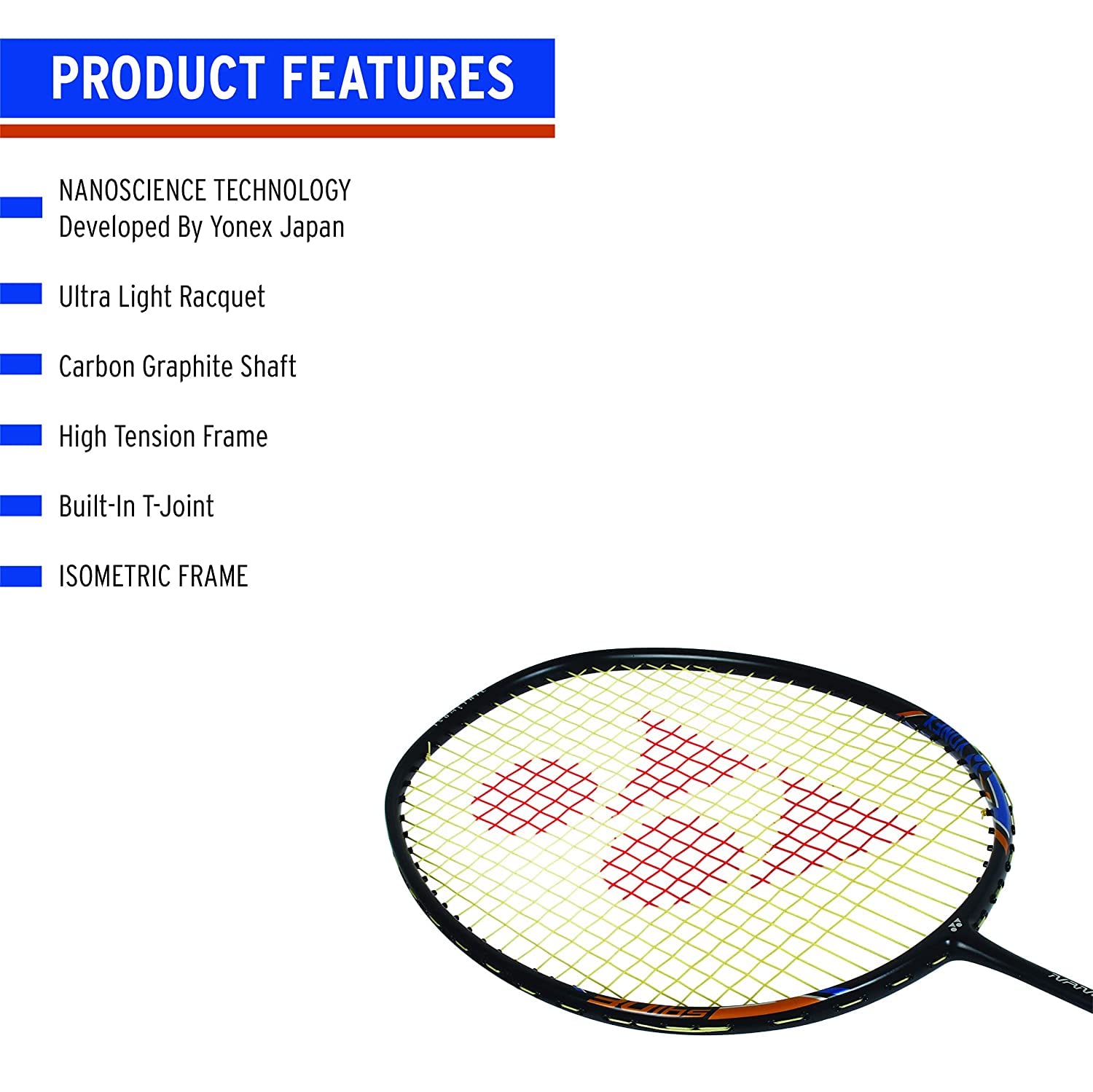 Yonex NANORAY LIGHT 18i Graphite Strung Badminton Racquet, Colour - Black, Grip Size - 4 Inches, For Professional