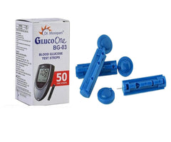 Dr. Morepen Gluco One BG-03 50 Blood Glucose Test Strips With Life Rehabs 50 Lancets | Health Care Appliance Combo