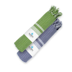 Suam Poppy Pure Cotton Towel 400 Gsm | Lightweight, Quick Dry 220 Tc Luxury Bath Towel For Beach & Gym (Flint Grey & Kelly Green)- Pack Of 2
