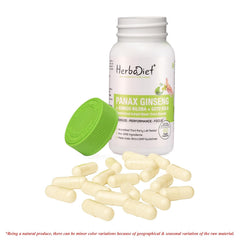 Herbadiet Korean Panax Red Ginseng Extract Extra Potent 80% Ginsenosides, Supports Energy, Endurance & Vitality | 60 Capsules 100gm 0.2lbs