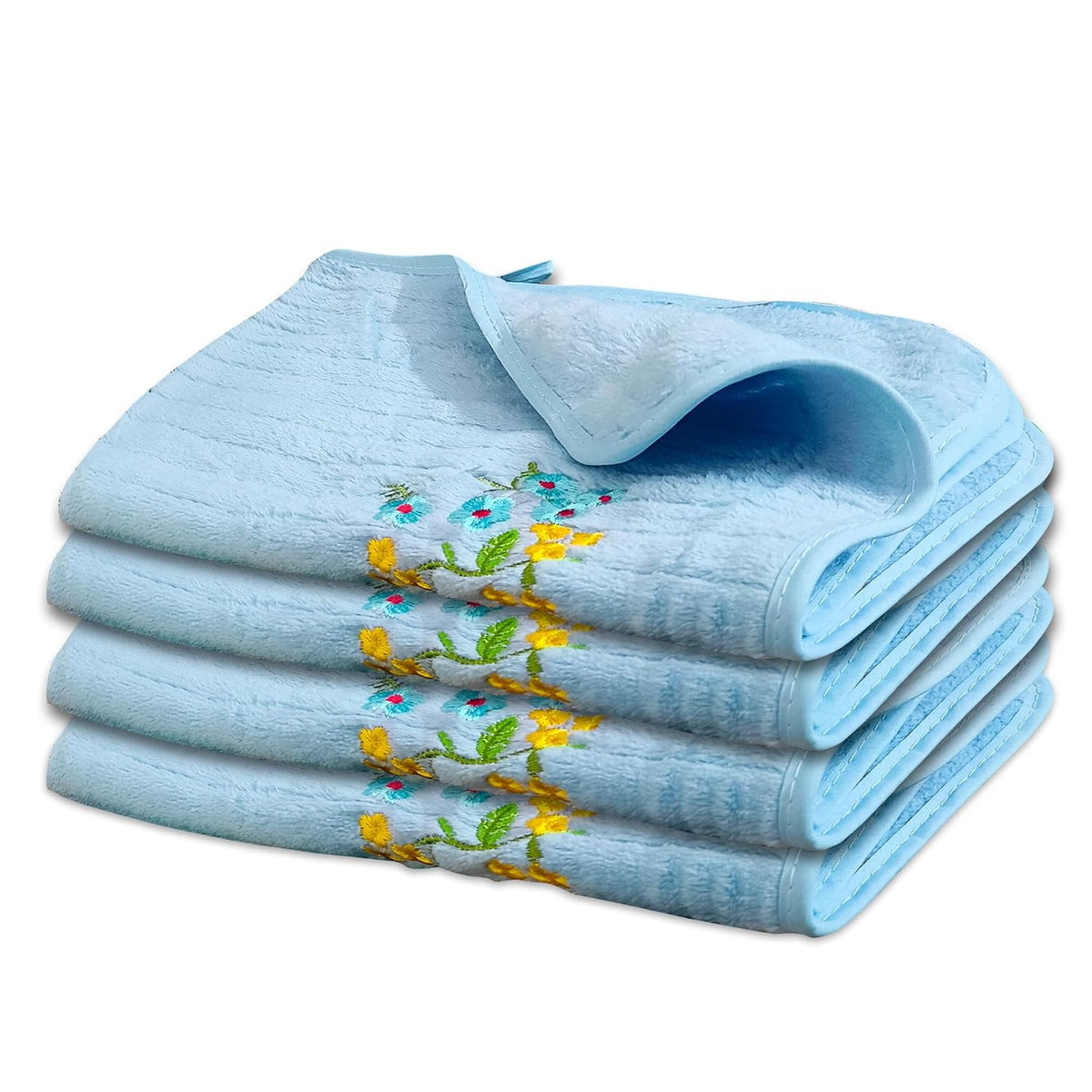 Enrich Homes Hand Small Towels 600 Gsm | Soft Microfiber Face Towels For Men & Women Kitchen & Bathroom Towel Set (Blue)- Set Of 4