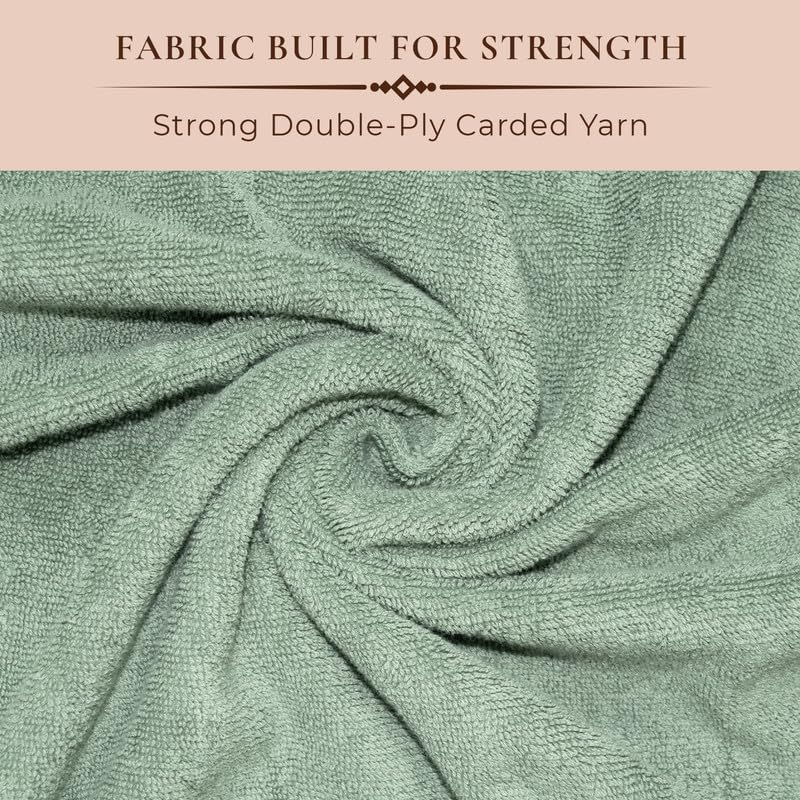Rangoli 100% Cotton Fibre 2 Hand Towels 400 Gsm | Highly Durable & Absorbent Towel | Skin-Friendly & Quick Drying Luxury Towels (Green) - Pack Of 2