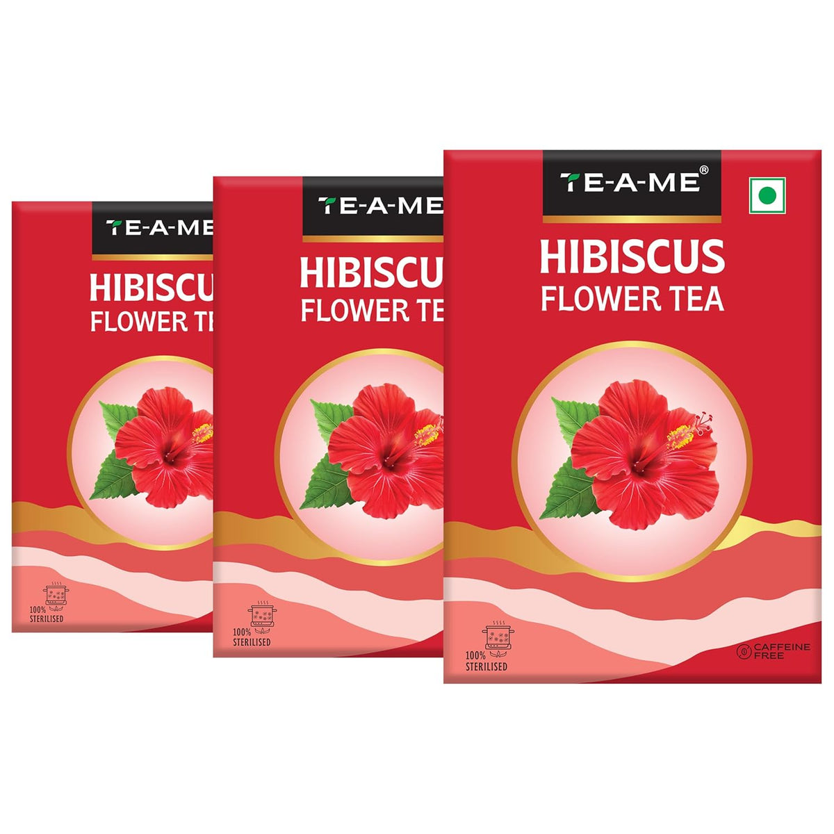 TE-A-ME Hibiscus Flower Tea - Pack Of 3 X 50gm, 1.7 Ounce Each | Hibiscus Flower Tea Boosts Immune System - Caffeine Free, Biodegradable