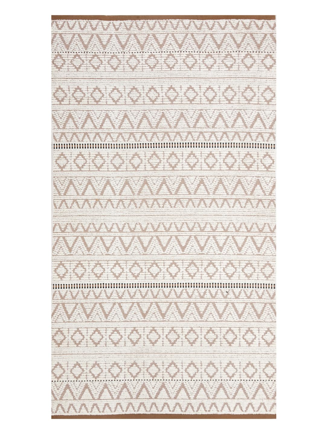 Homefresh Decorative Cotton Bath Towel 500 Gsm | Geometric Pattern Brown & White (Pebble)
